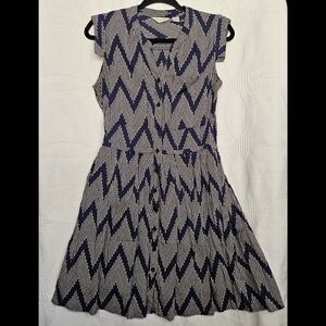 Navy and White Zigzag Pattern Dress